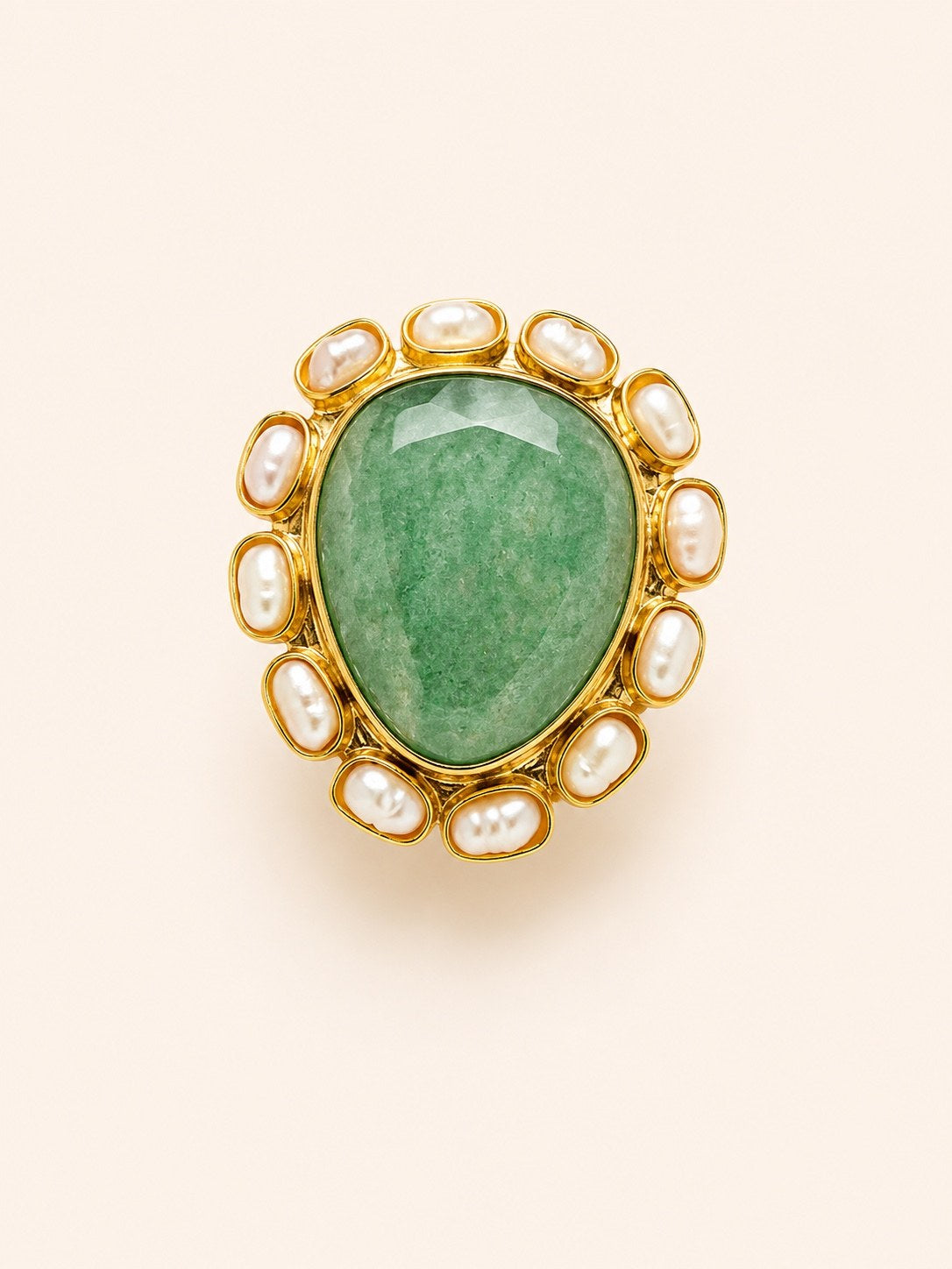 Athénaïs — bague aventurine et perles d'eau douce