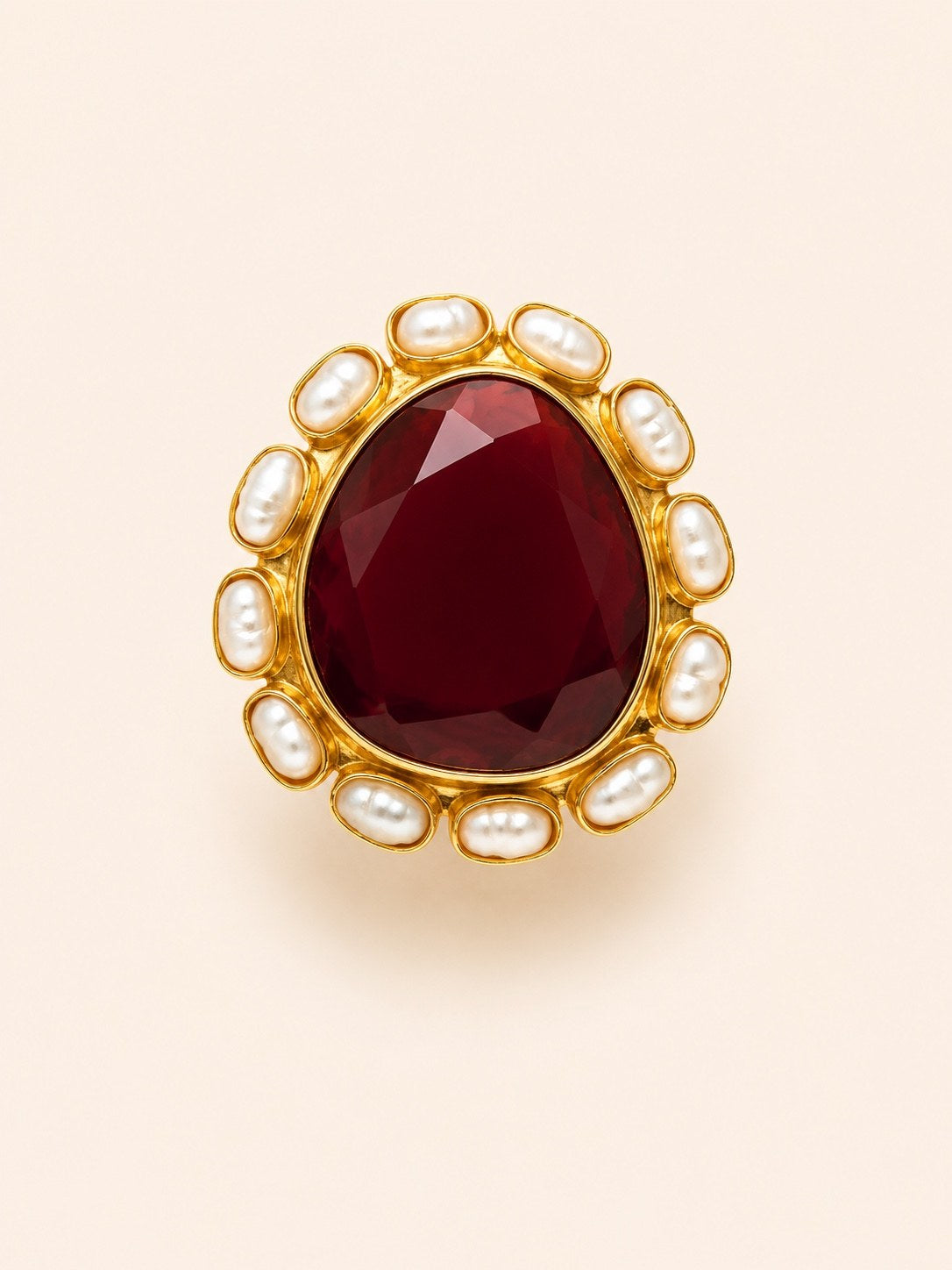 Athénaïs — bague cornaline et perles d'eau douce