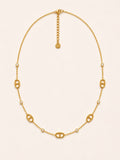 Aubine — collier maillons marine et zircons, packshot