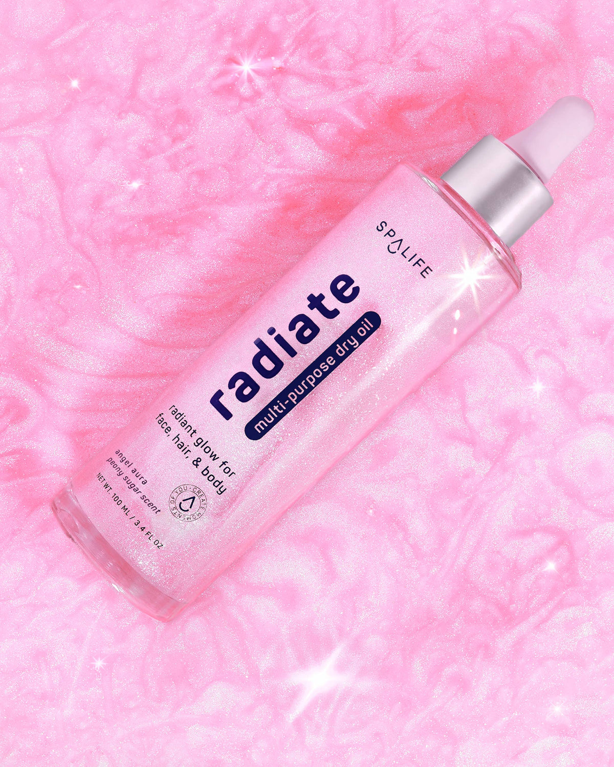 Huile sèche multi-usages Radiate — Pivoine, texture