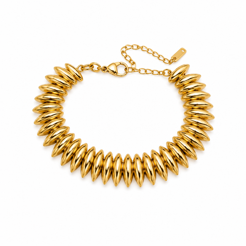 Alicia, bracelet doré à grains bombés, packshot sur fond blanc